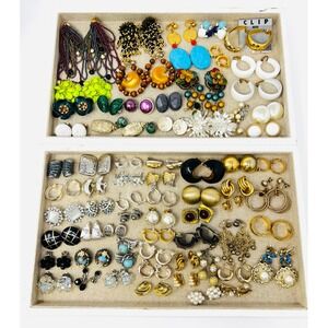 Vintage Gold & Silver Tone Signed & Unsigned Clip On & Screw Back Earring lot 65